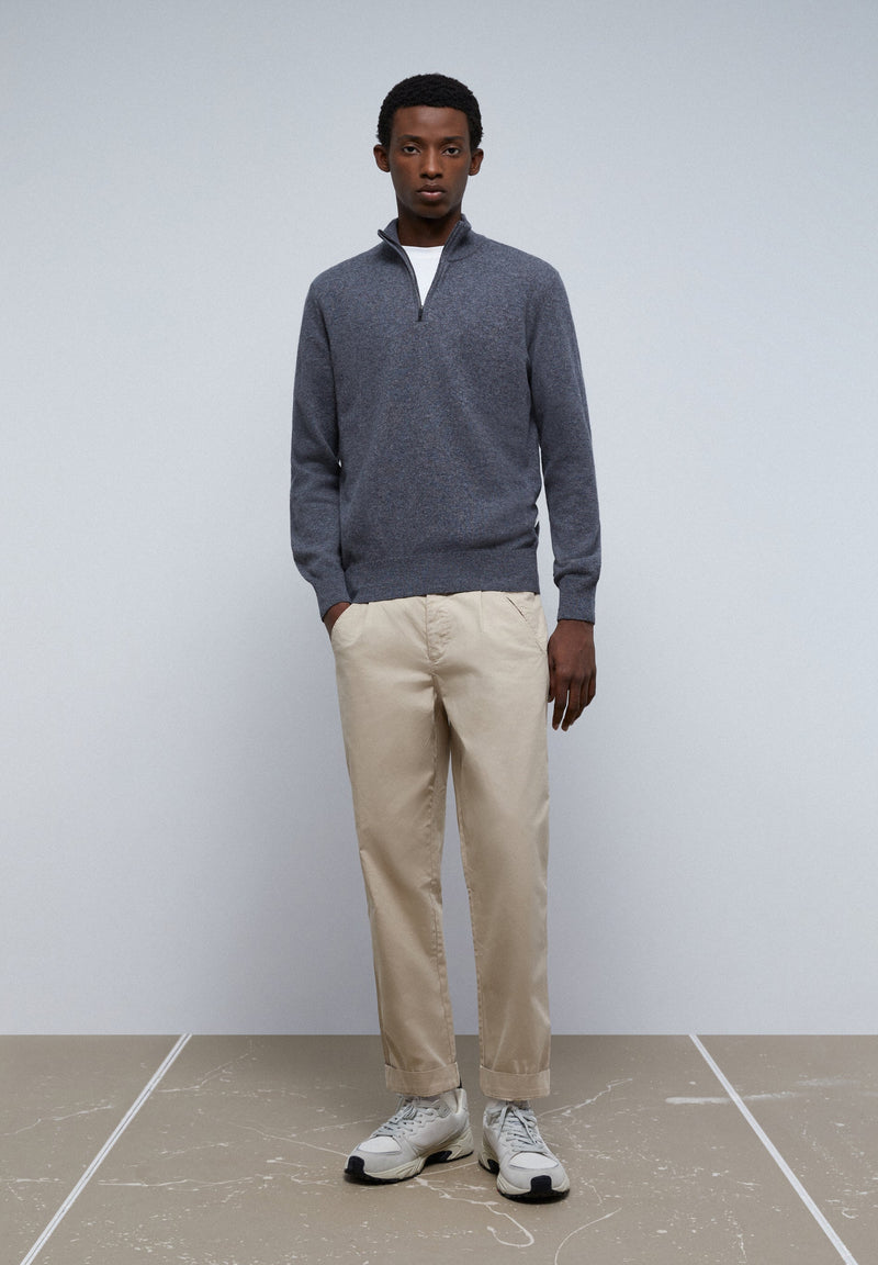 ZIP SWEATER WITH CONTRAST SKULL