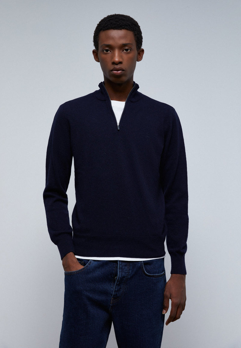 ZIP SWEATER WITH CONTRAST SKULL