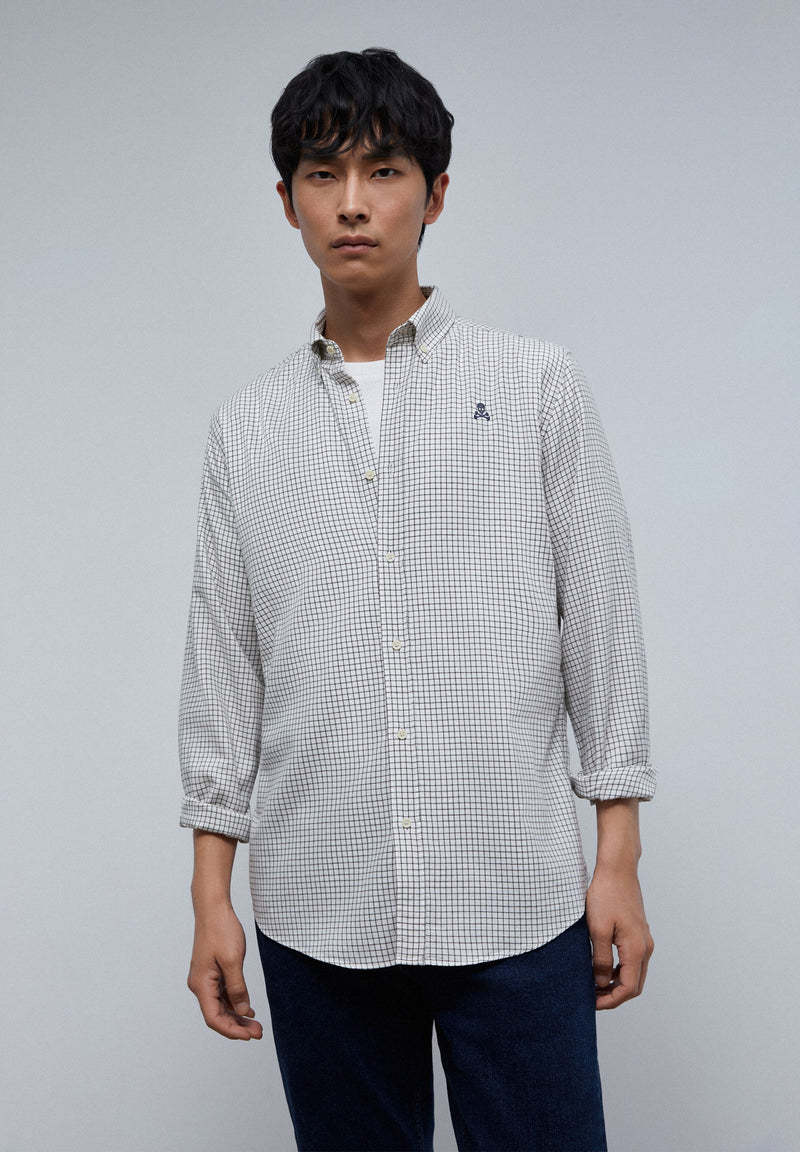 CHECKED SHIRT WITH CONTRAST SKULL