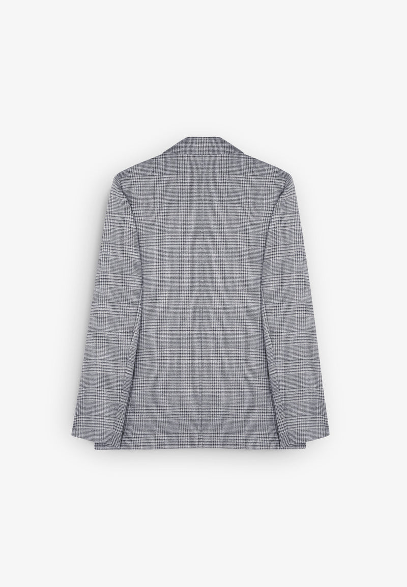DOUBLE-BREASTED CHECK BLAZER WITH BUTTON