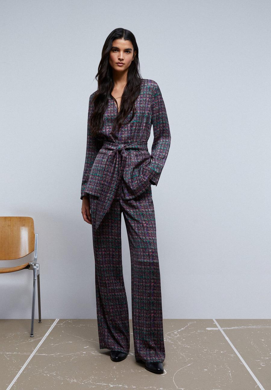 CHECK BLAZER WITH BOW