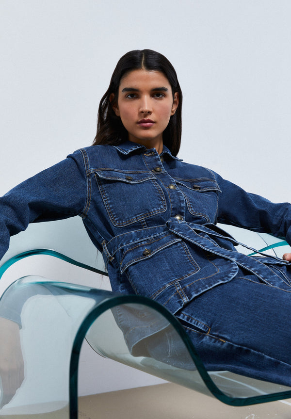 DENIM JACKET WITH BELT