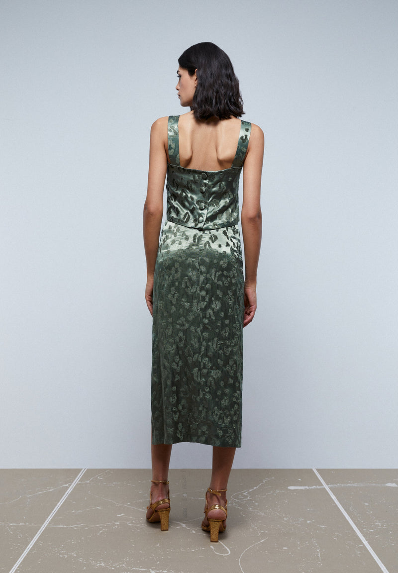ANIMAL PRINT VELVET SKIRT WITH SLIT