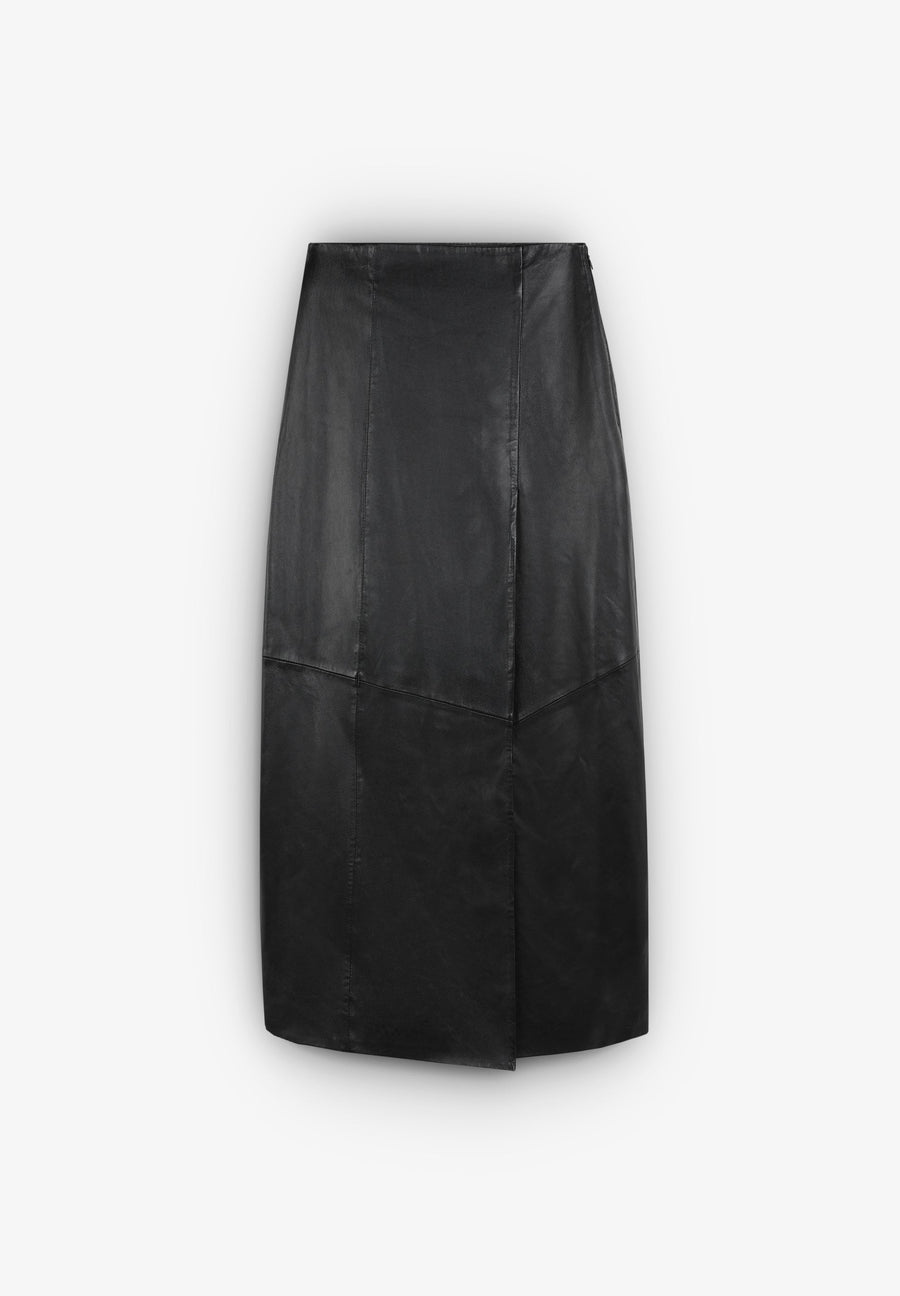 LEATHER MIDI SKIRT