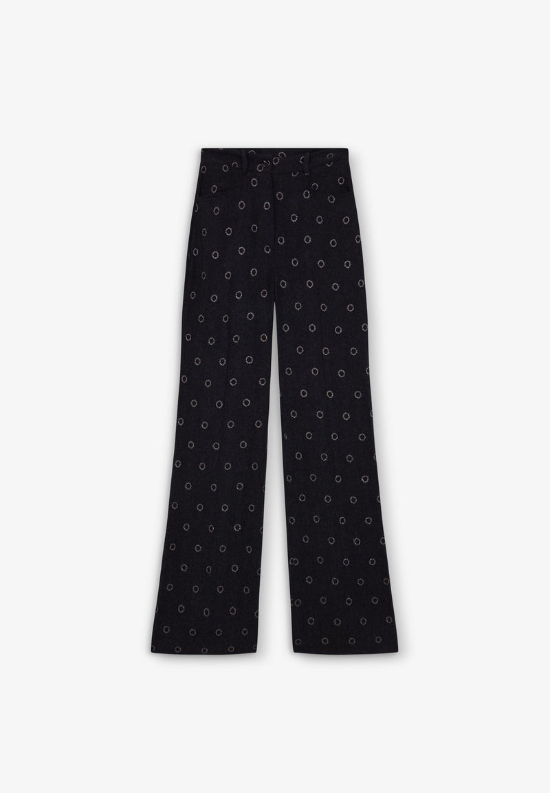 FLARE TROUSERS WITH CIRCLE DETAIL