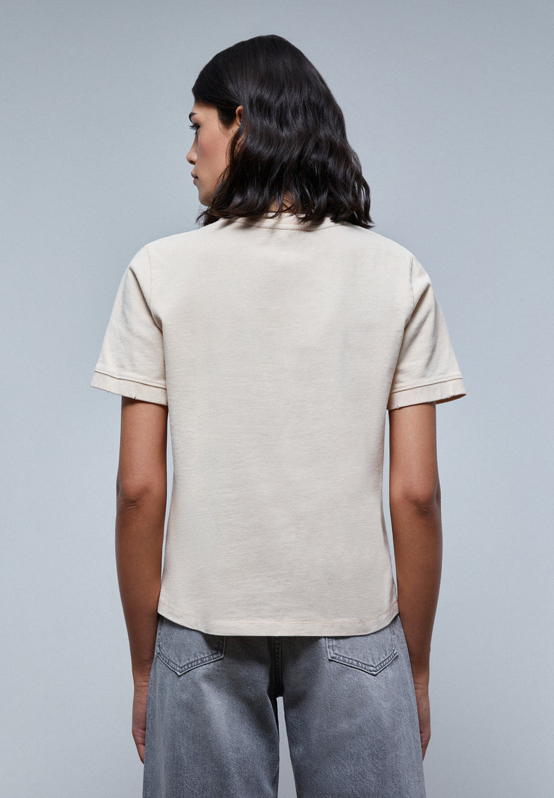 LOGO T-SHIRT WITH RIPPED DETAIL