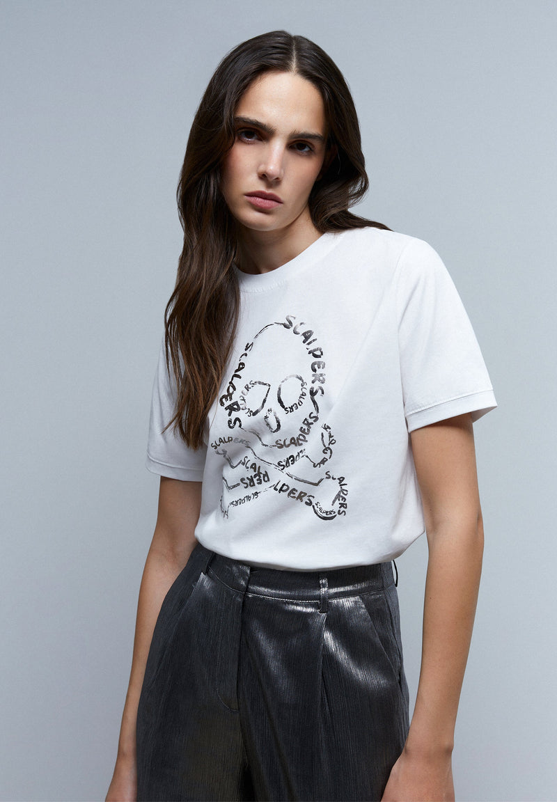 T-SHIRT WITH FOIL SKULL