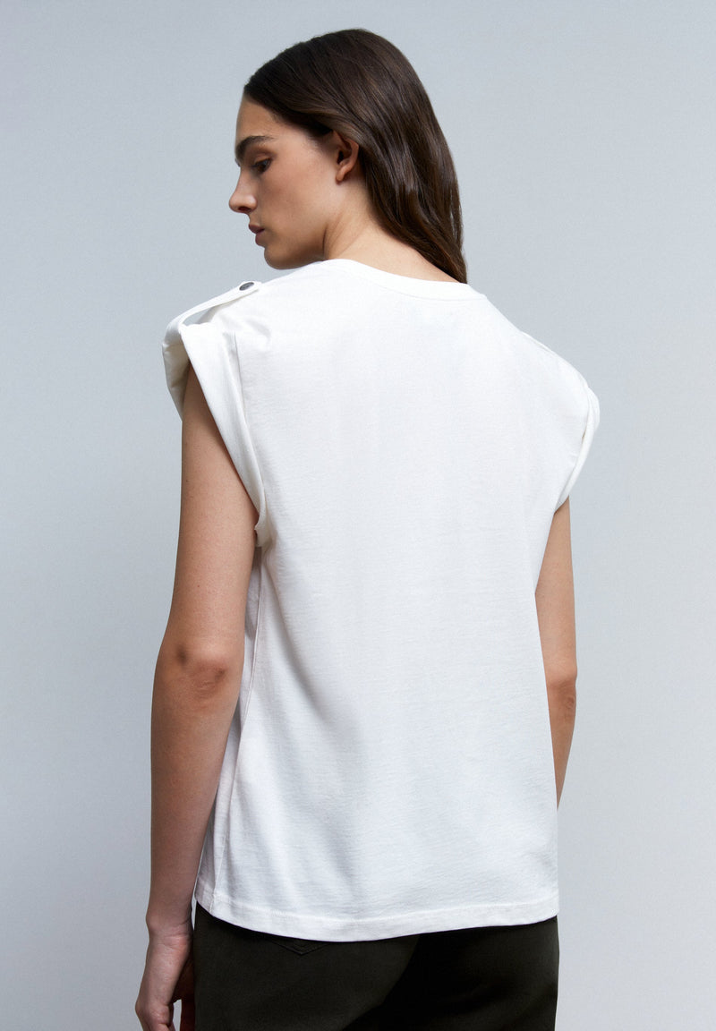 PRINT T-SHIRT WITH SLEEVE DETAIL