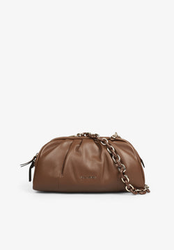 RUCHED LEATHER CLUTCH BAG