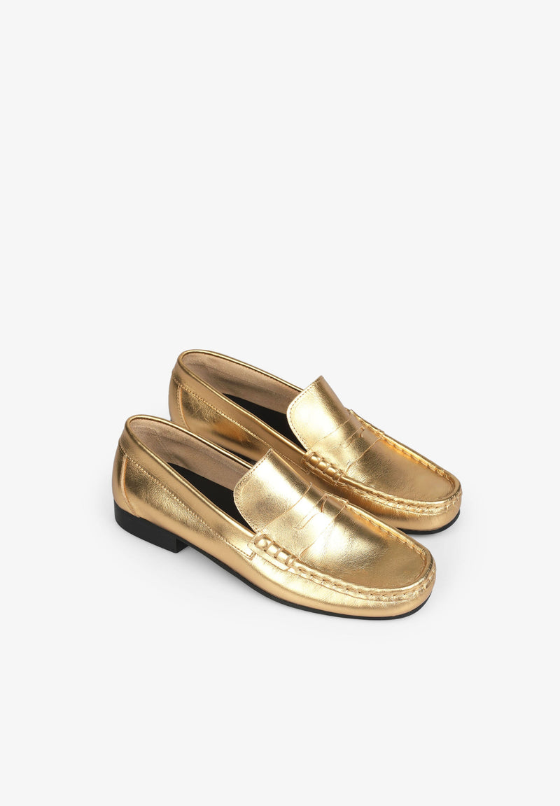 METALLIC LEATHER LOAFERS