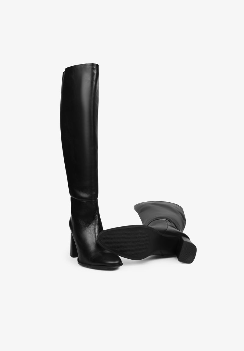 KNEE-HIGH LEATHER BOOTS