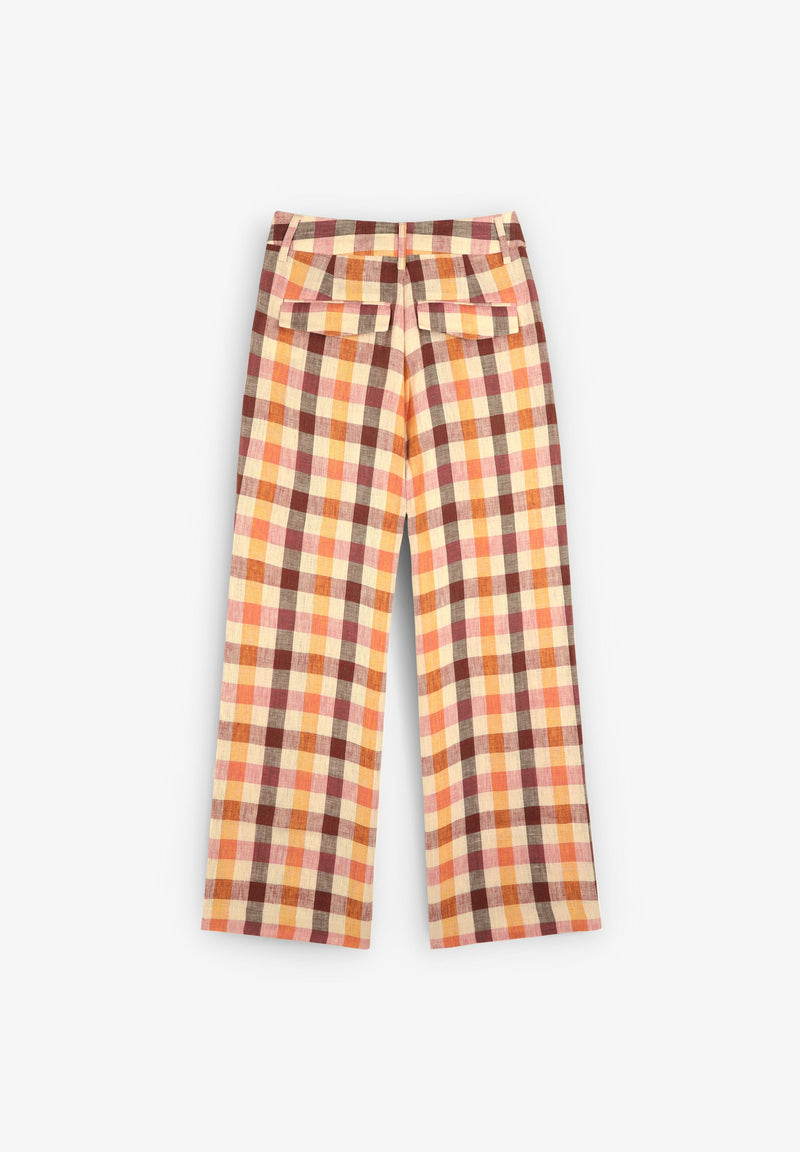 GINGHAM LINEN TROUSERS