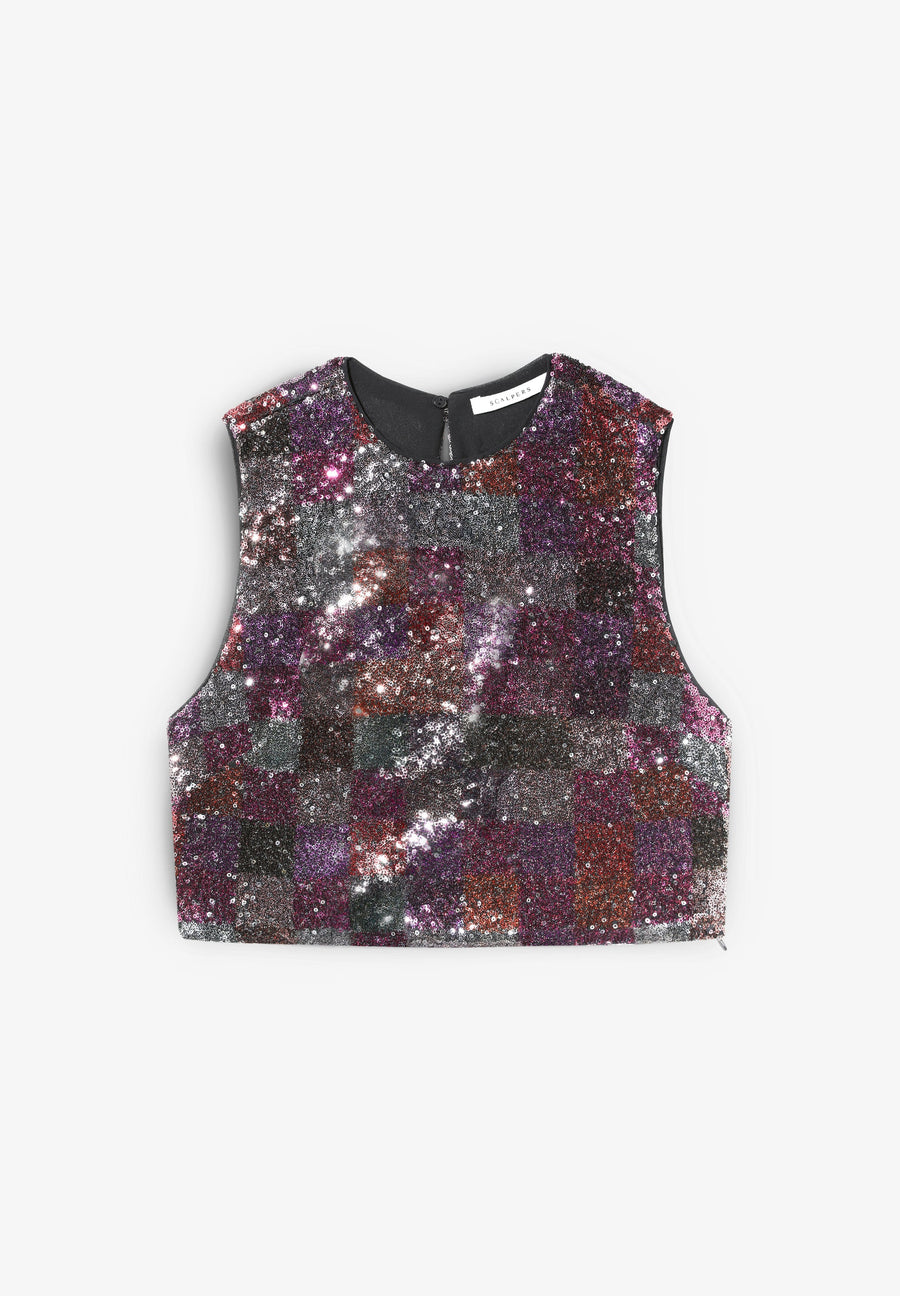 SEQUINNED CHECK MINI TOP