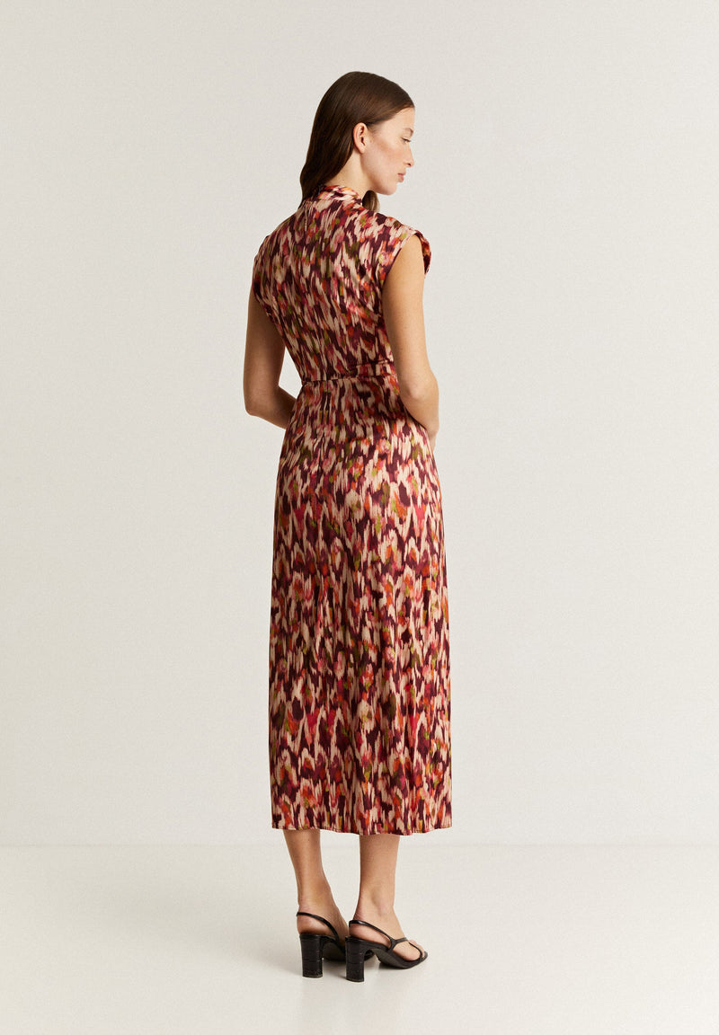 PRINT DRESS WITH KNOT ON THE NECKLINE