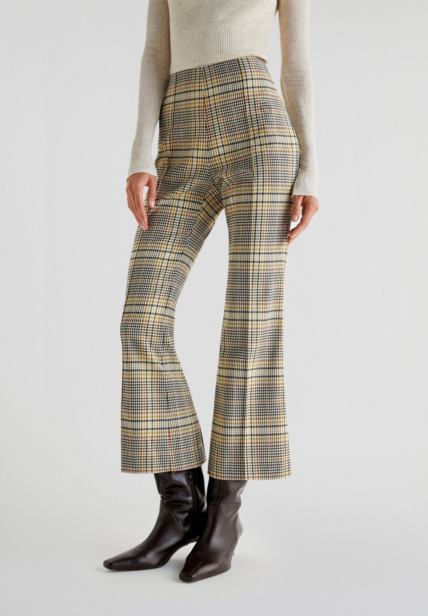 ANKLE FLARE CHECK TROUSERS