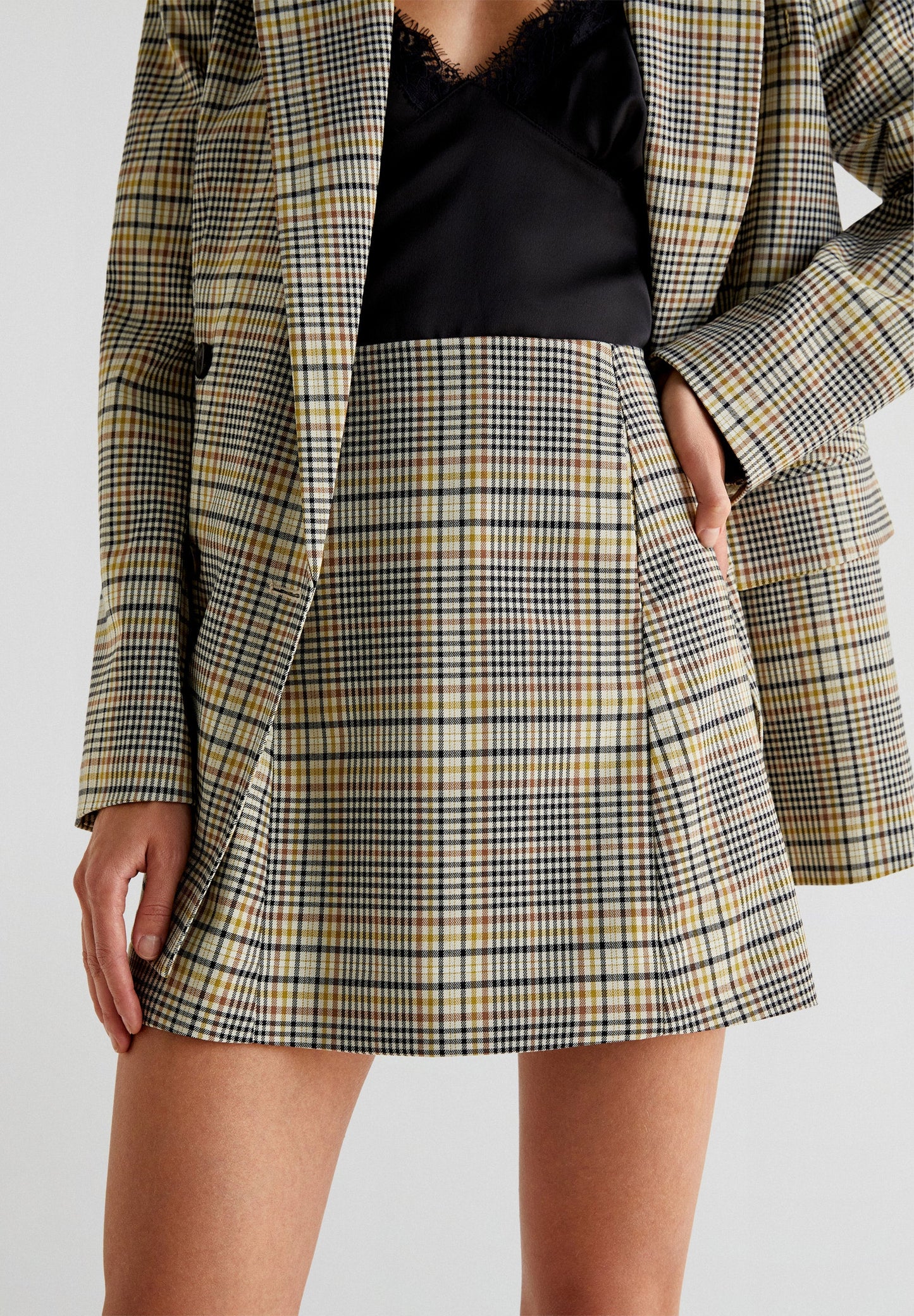 MINI LIME CHECK SKIRT