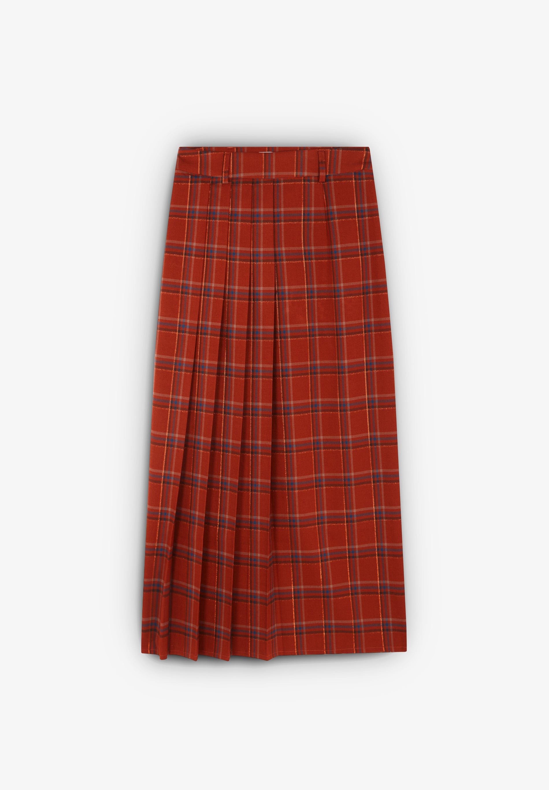 PLEATED CHECKED MIDI SKIRT