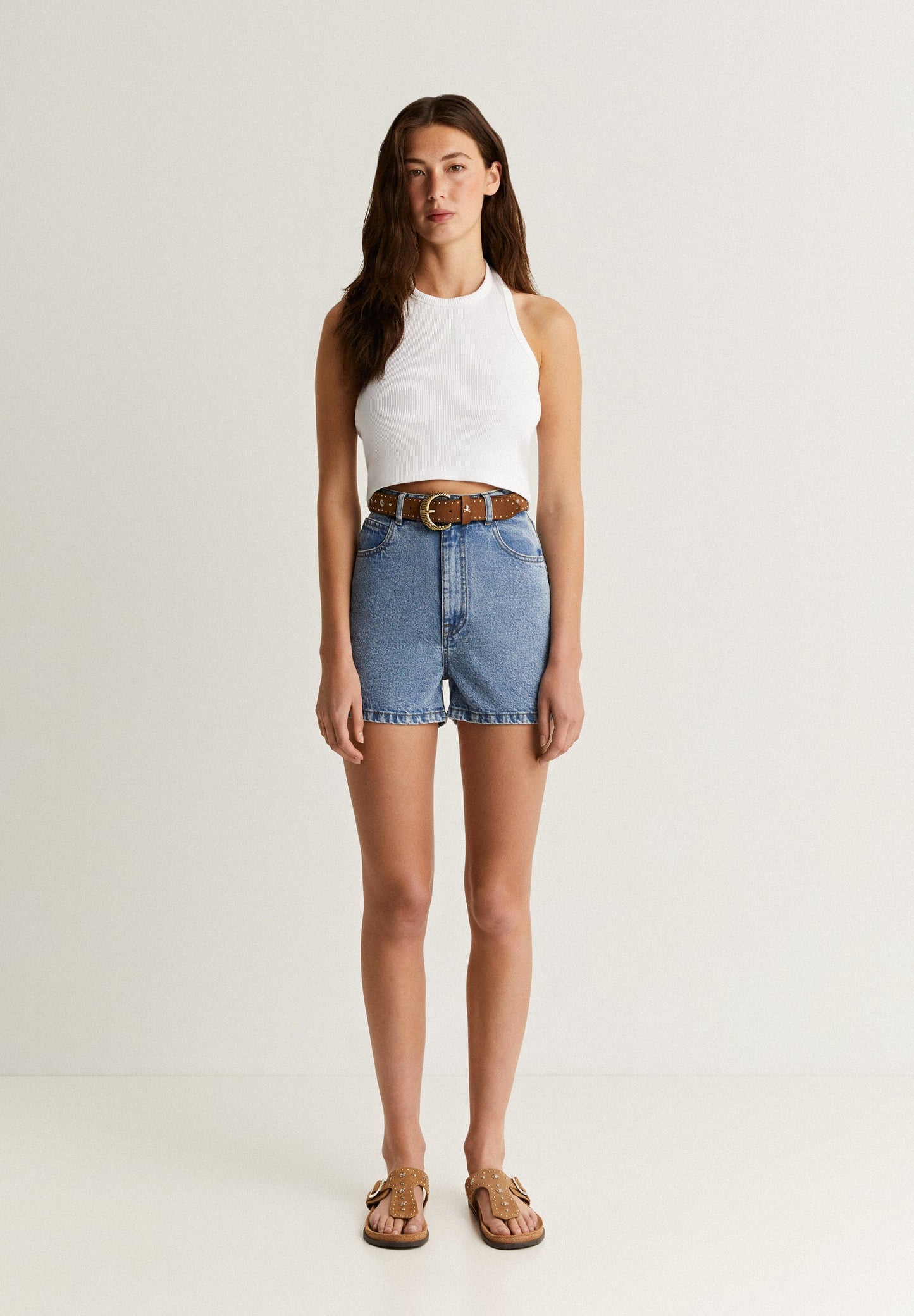 CROPPED RIBBED HALTER NECK TOP