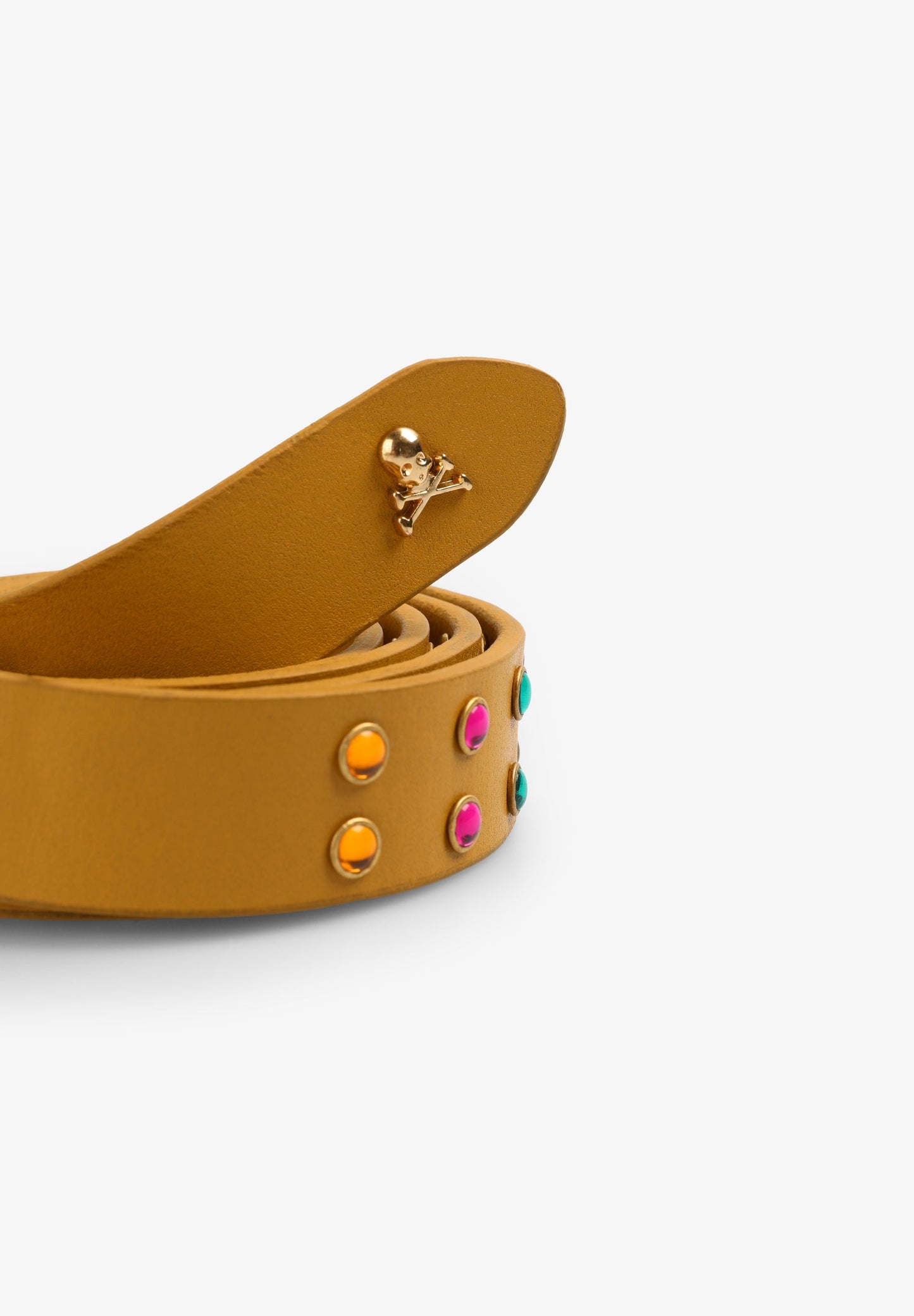 LEATHER BELT WITH MULTICOLOURED STUDS