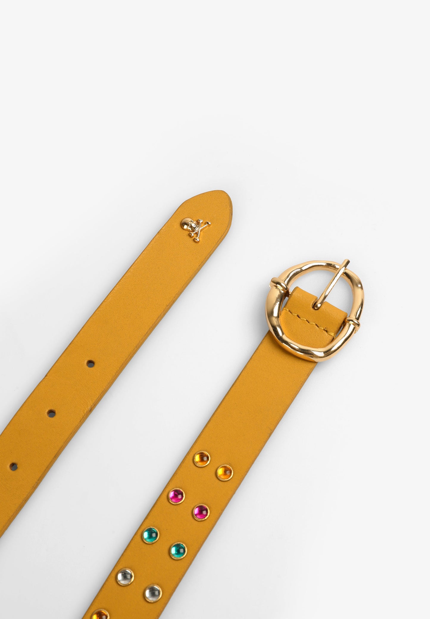 LEATHER BELT WITH MULTICOLOURED STUDS