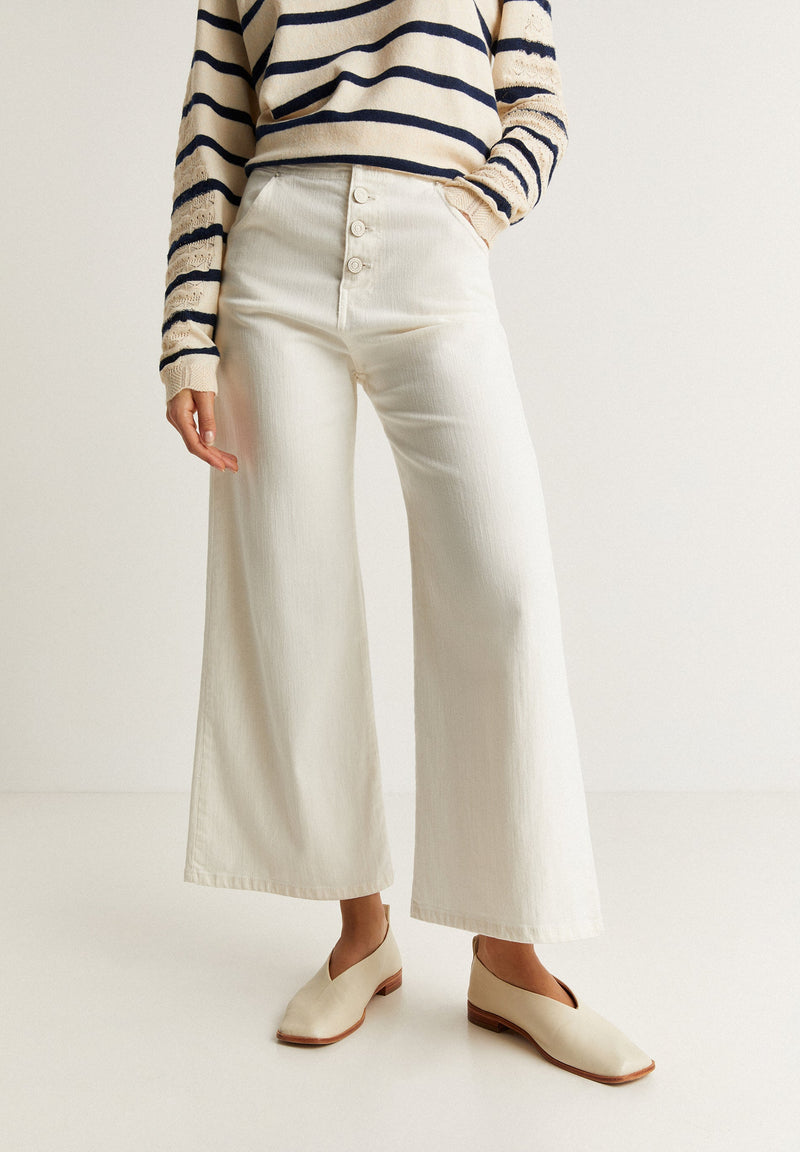 DENIM CULOTTE WITH TONE ON TONE BUTTONS