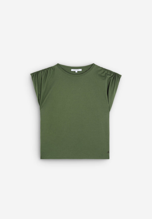 T-SHIRT WITH GATHERED SHOULDER DETAIL
