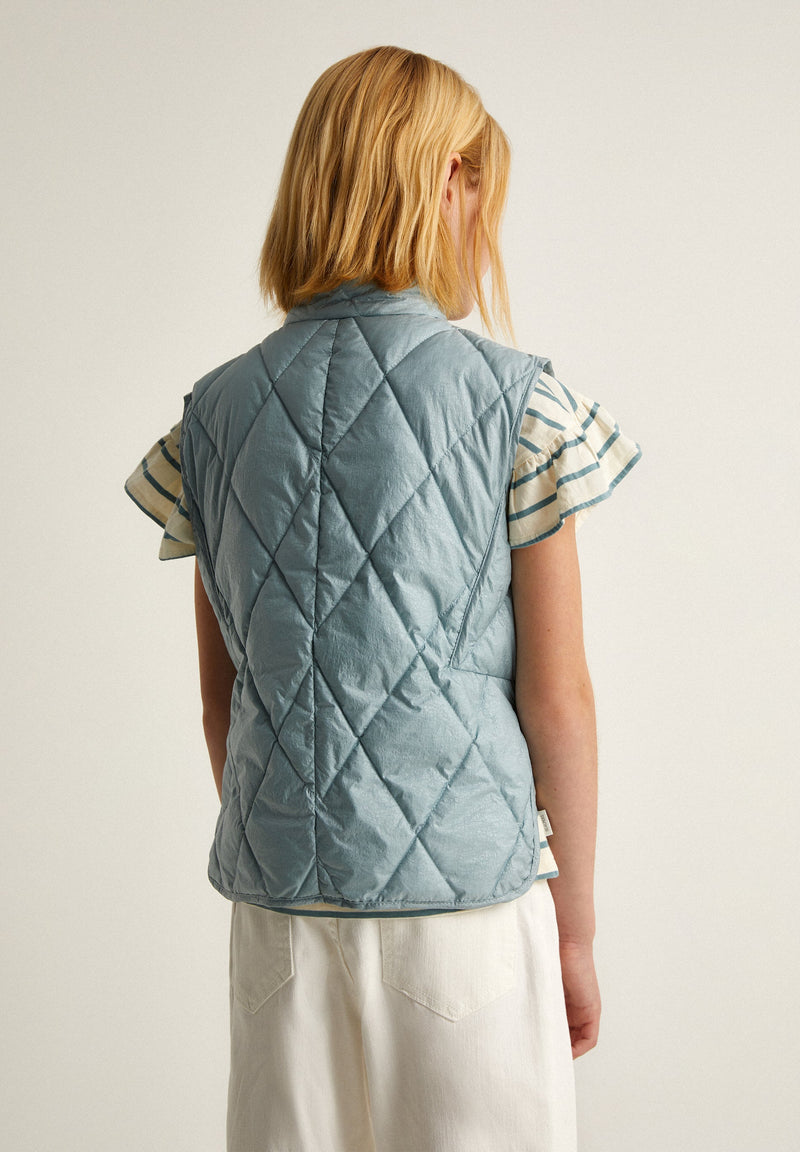 METALLIC PUFFER VEST WITH POCKETS
