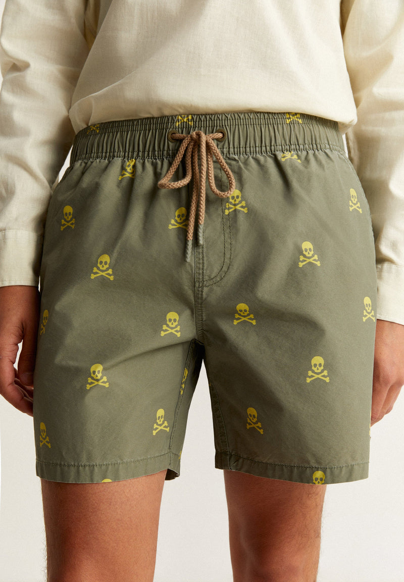 SWIMMING TRUNKS WITH ALL-OVER NEON SKULLS
