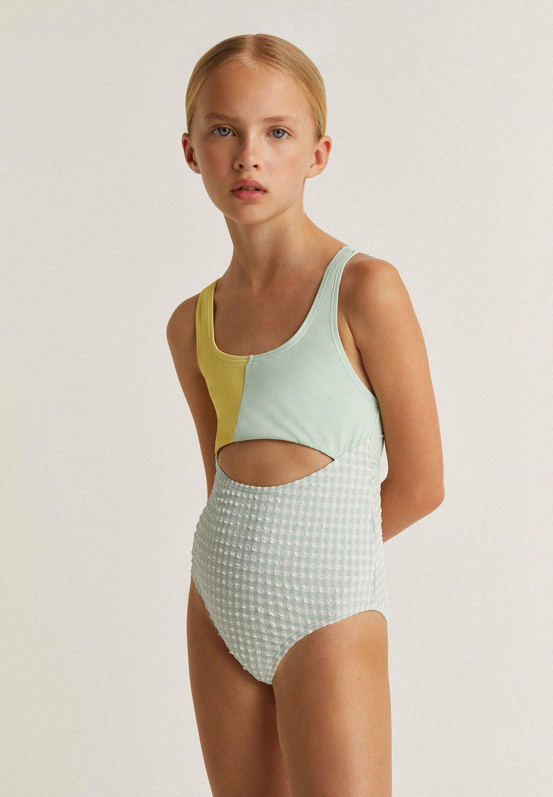 GINGHAM SWIMSUIT WITH VENT