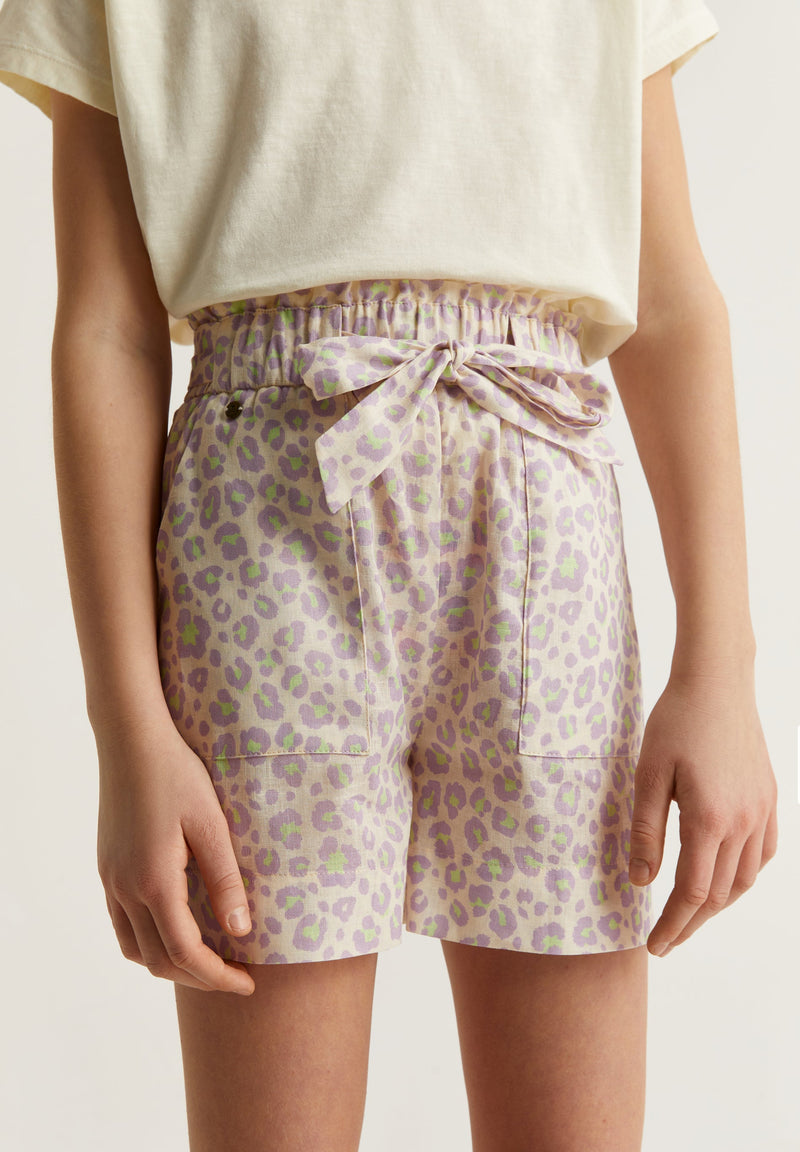 ANIMAL PRINT SHORTS WITH BOW