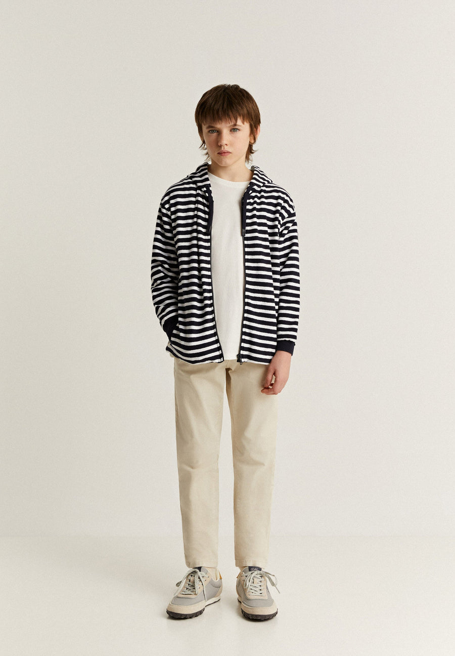 STRIPED HOODIE WITH ZIP
