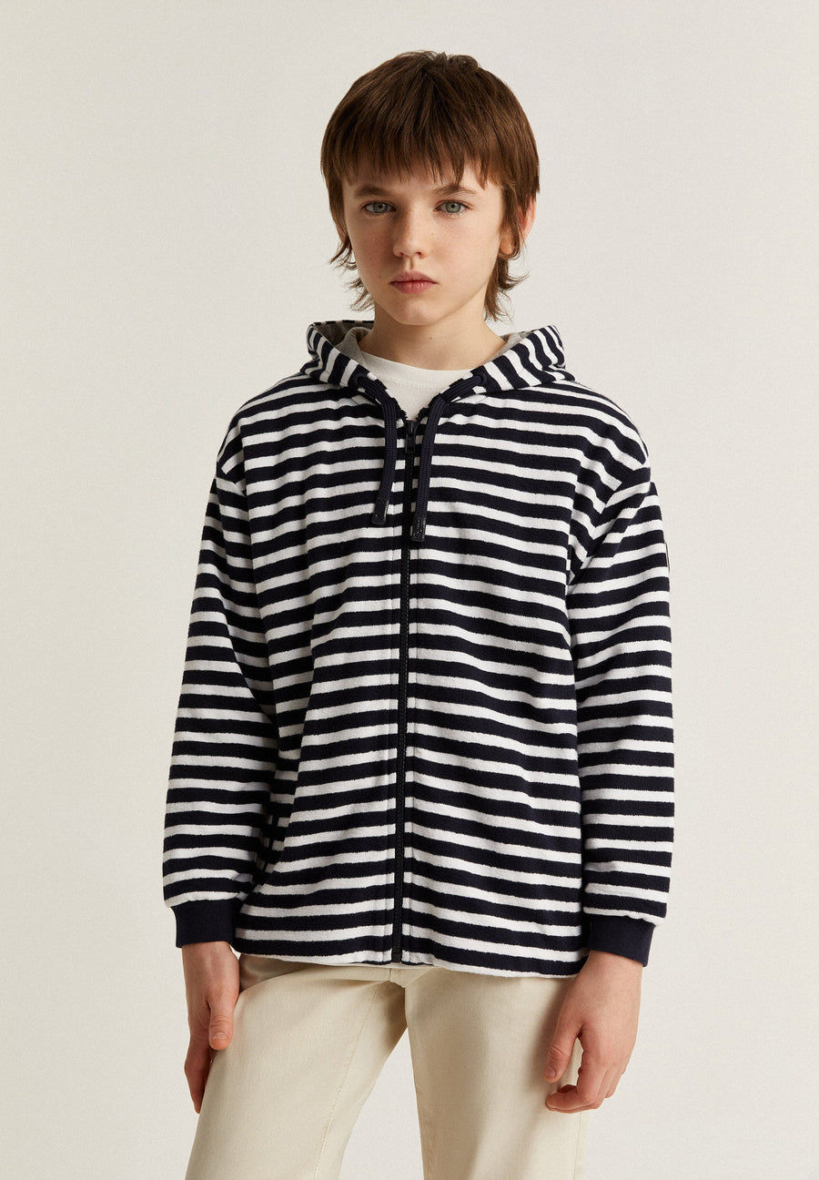 STRIPED HOODIE WITH ZIP