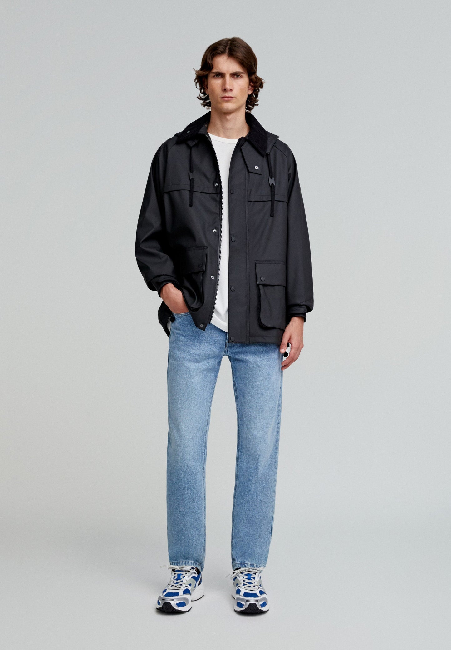 TECHNICAL JACKET WITH CORDUROY COLLAR