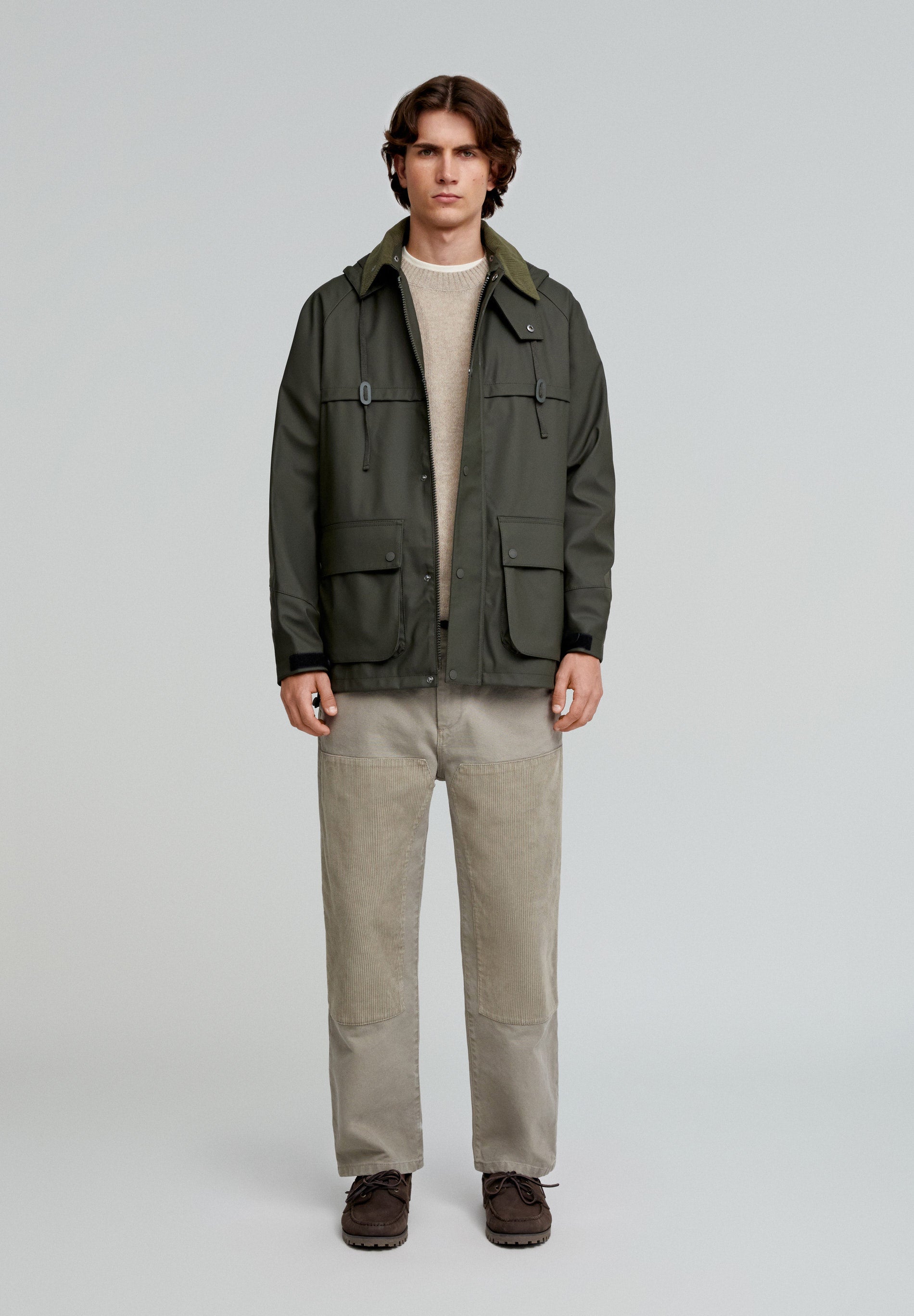 TECHNICAL JACKET WITH CORDUROY COLLAR