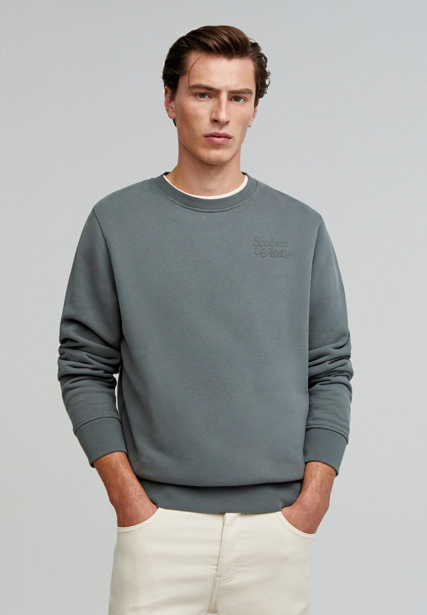 SWEATSHIRT WITH FLOCKED LOGO