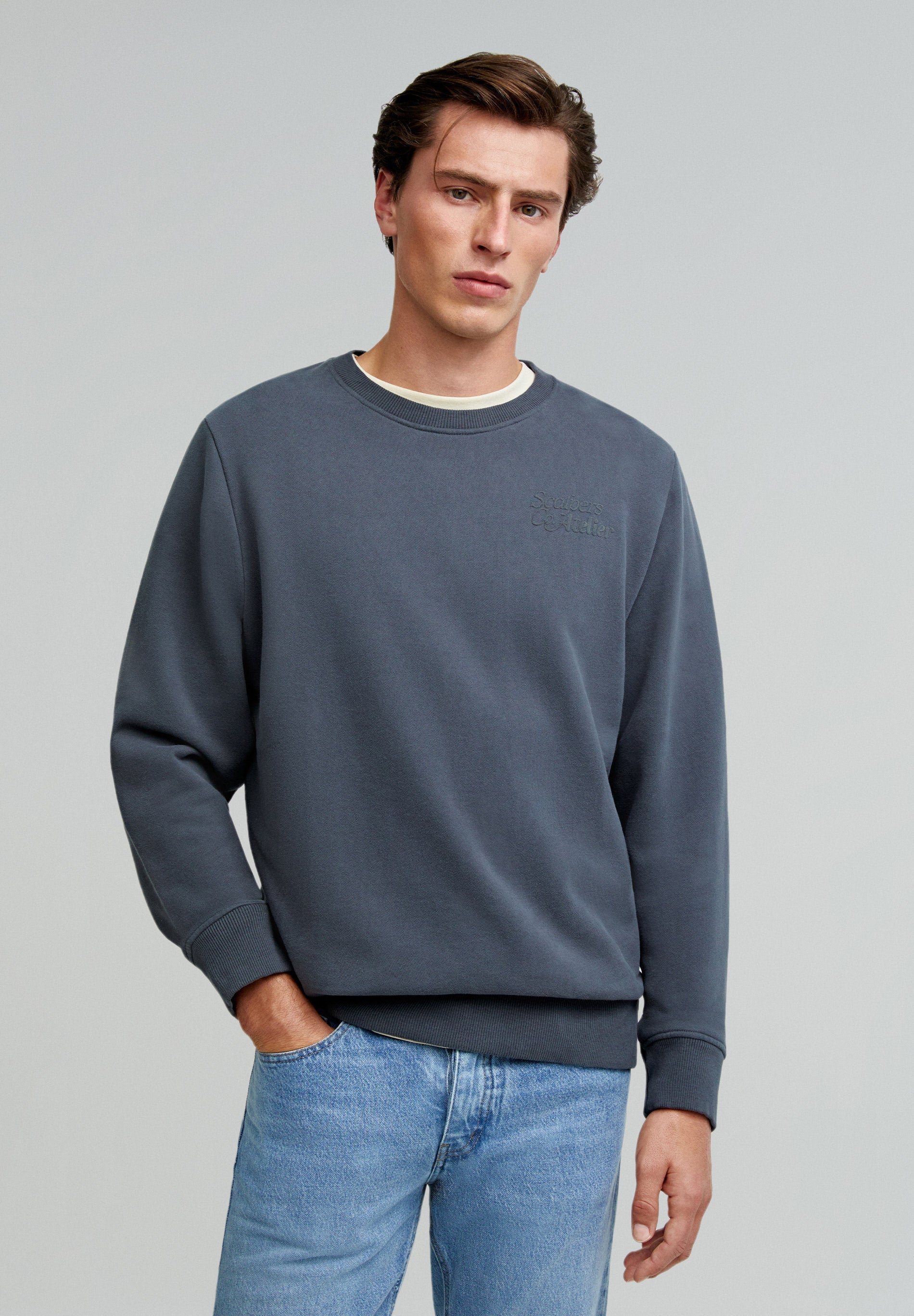 SWEATSHIRT WITH FLOCKED LOGO