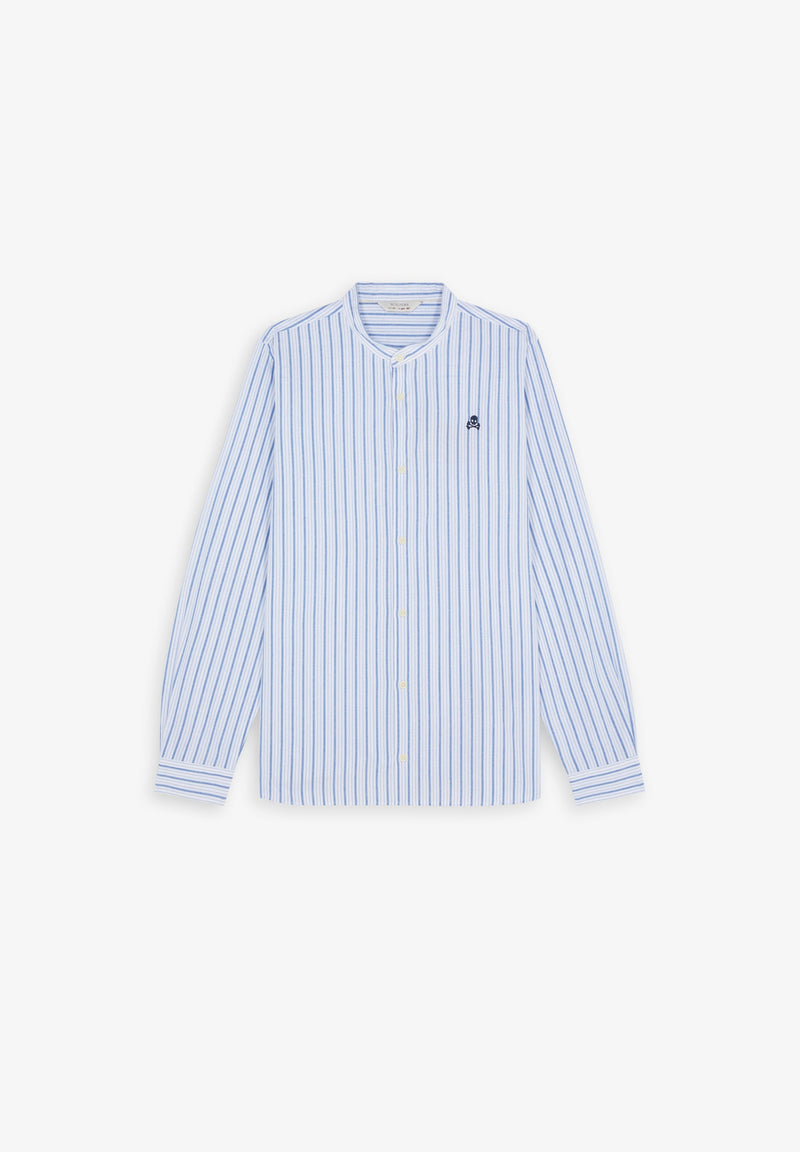STRIPE SHIRT WITH STAND-UP COLLAR