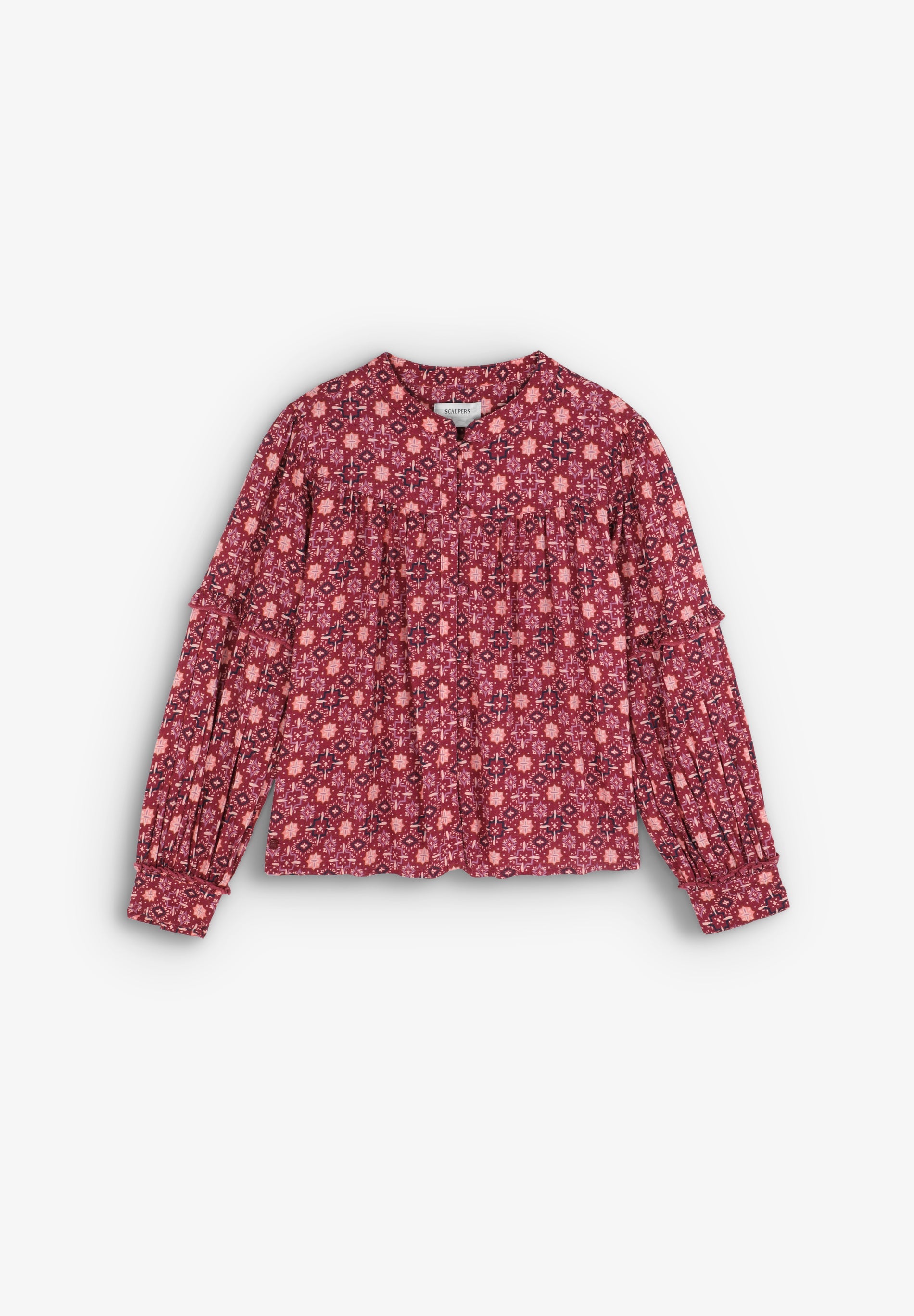 PRINTED BLOUSE WITH RUFFLE ON THE SLEEVE