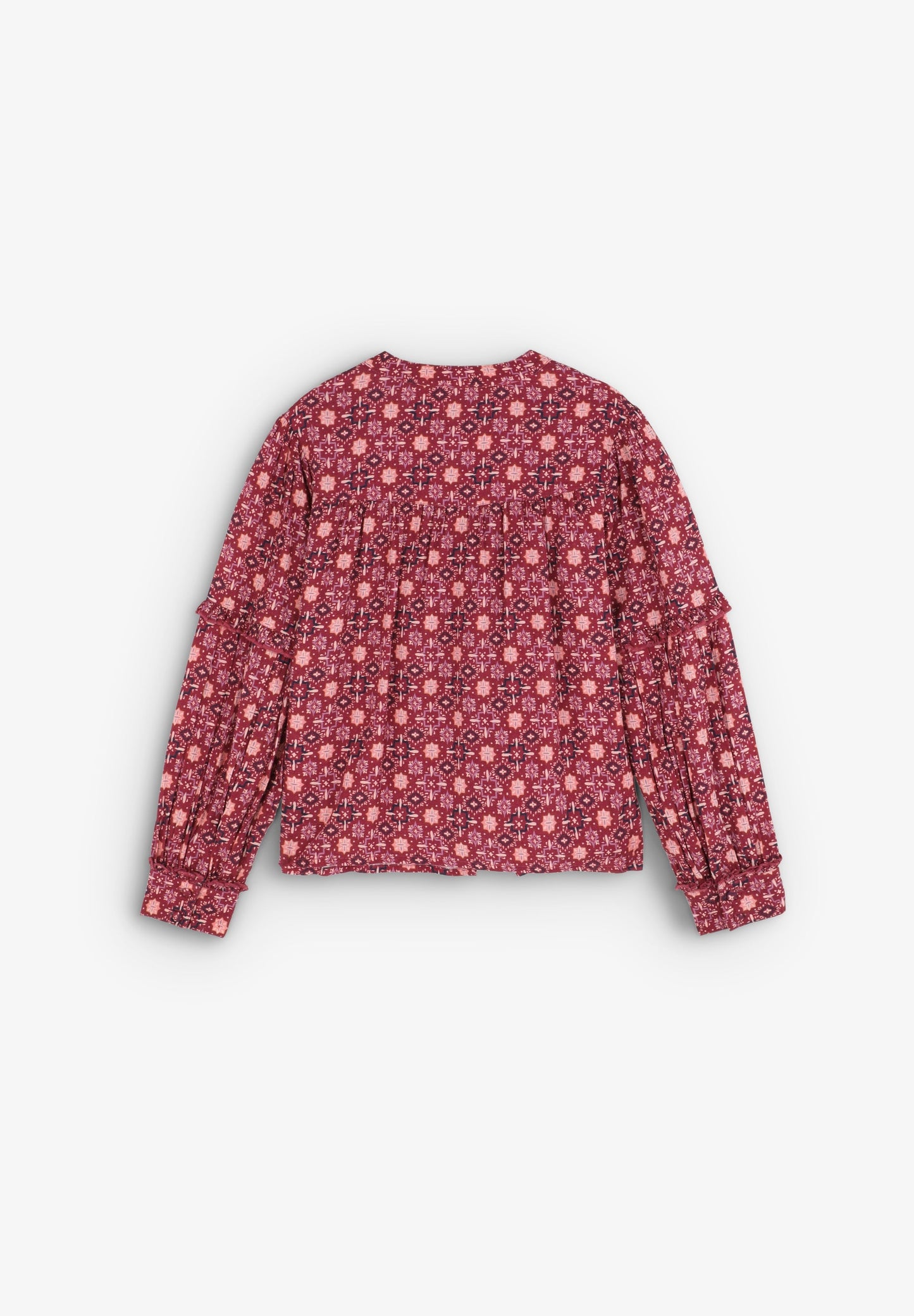 PRINTED BLOUSE WITH RUFFLE ON THE SLEEVE