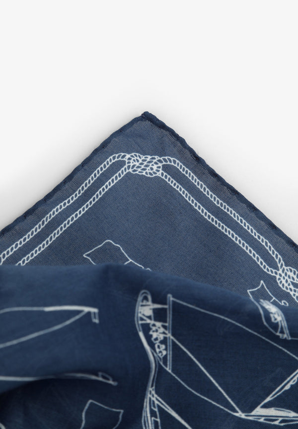 POCKET SQUARE WITH BOAT MOTIFS
