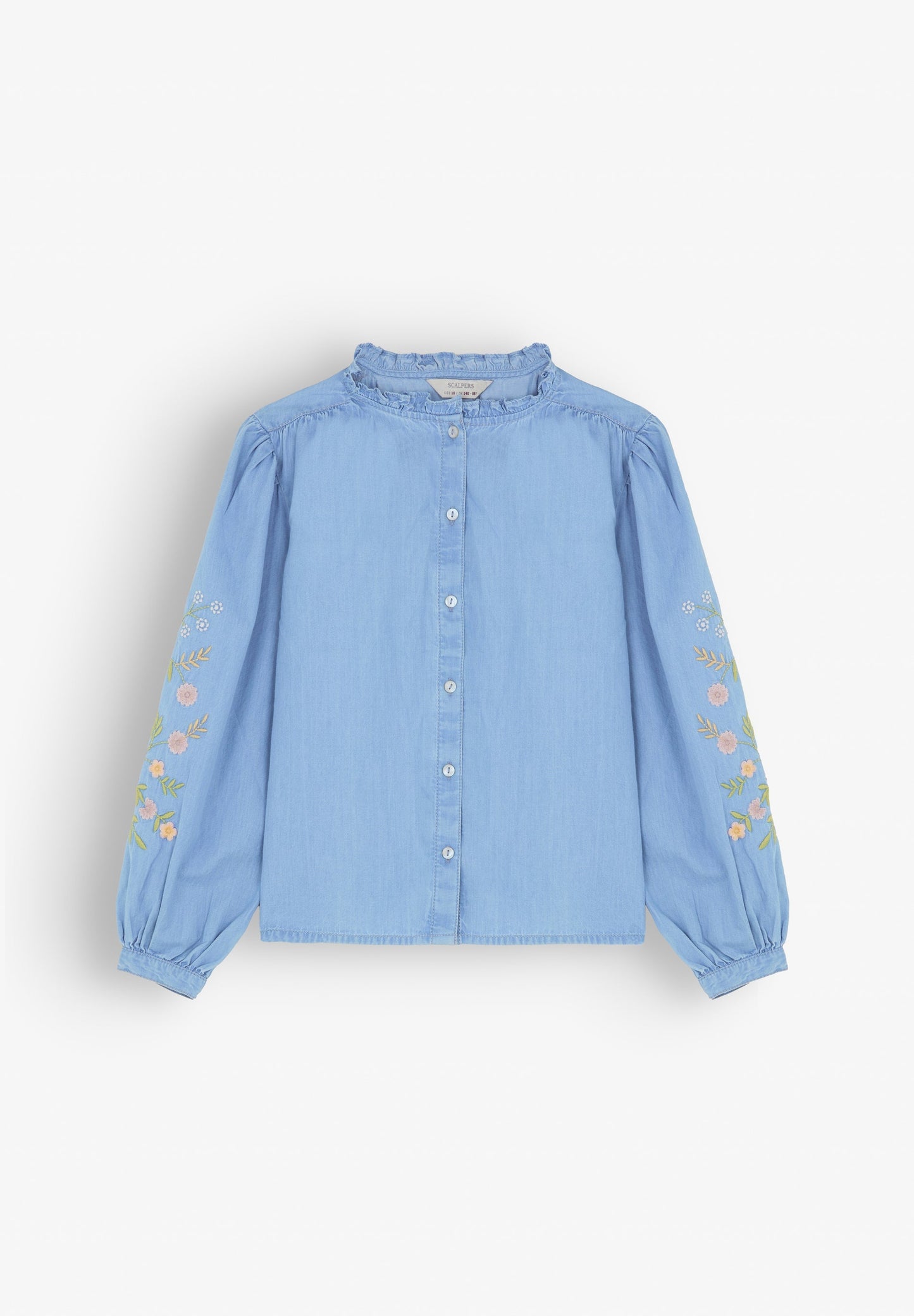 FLORAL EMBROIDERY DENIM BLOUSE