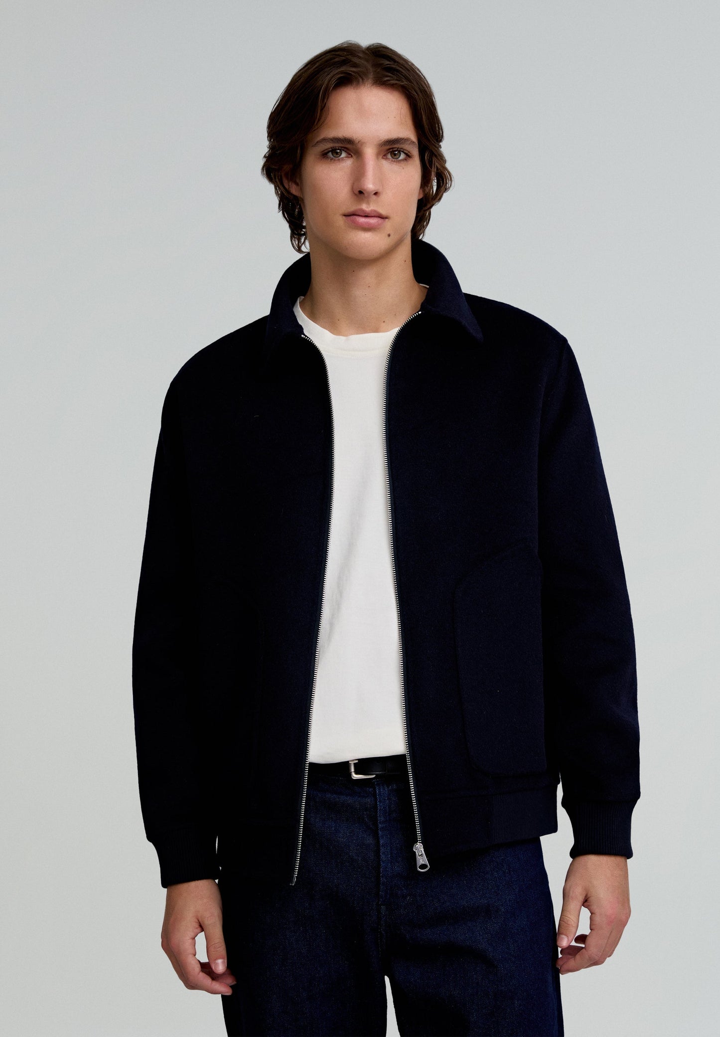 WOOL BOMBER JACKET WITH POCKETS