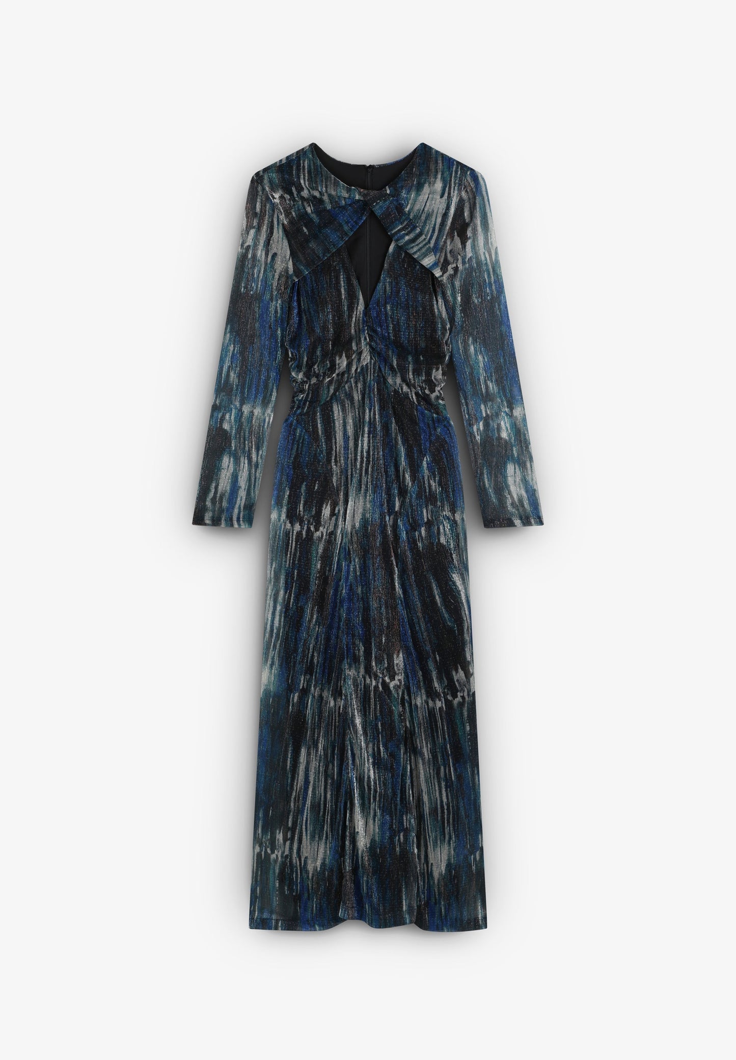 PRINTED LUREX DRESS WITH OPENING AT THE NECKLINE