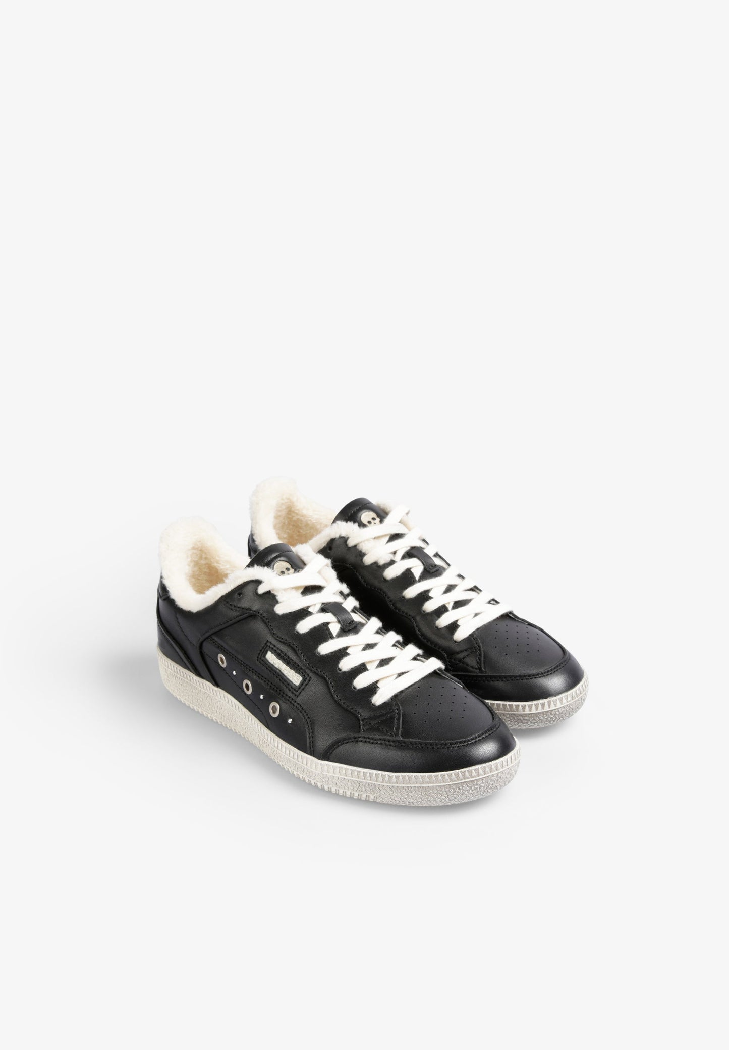 SHEARLING-LINED LEATHER SNEAKERS