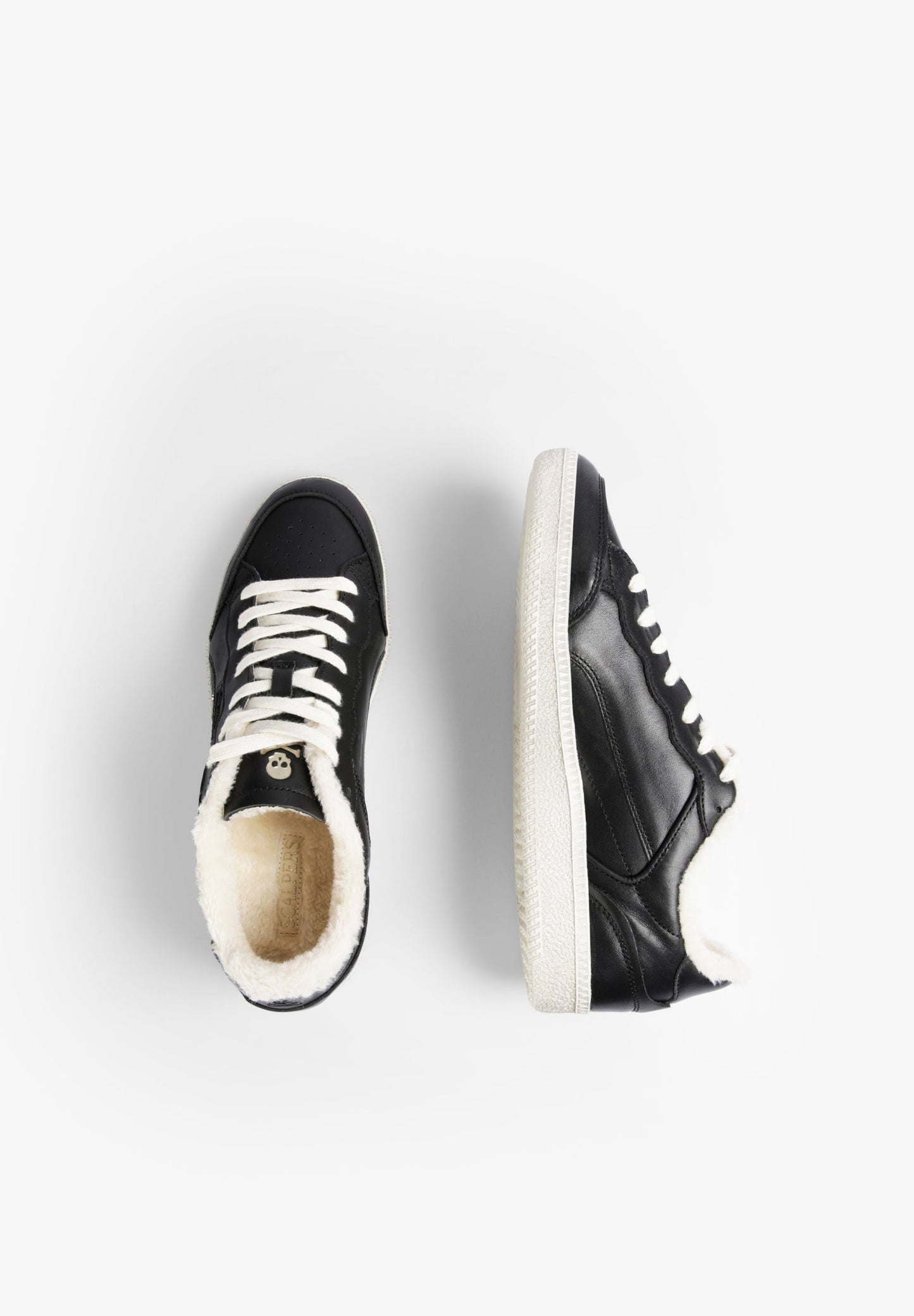 SHEARLING-LINED LEATHER SNEAKERS