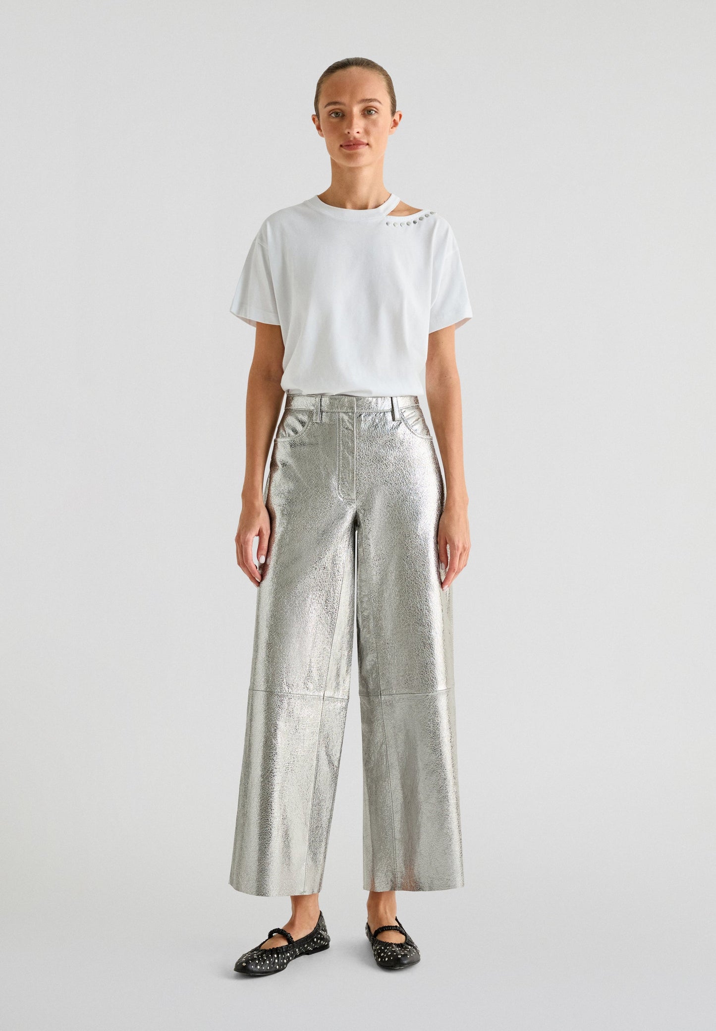 SCALPERS X LOVE STORIES METALLIC LEATHER TROUSERS