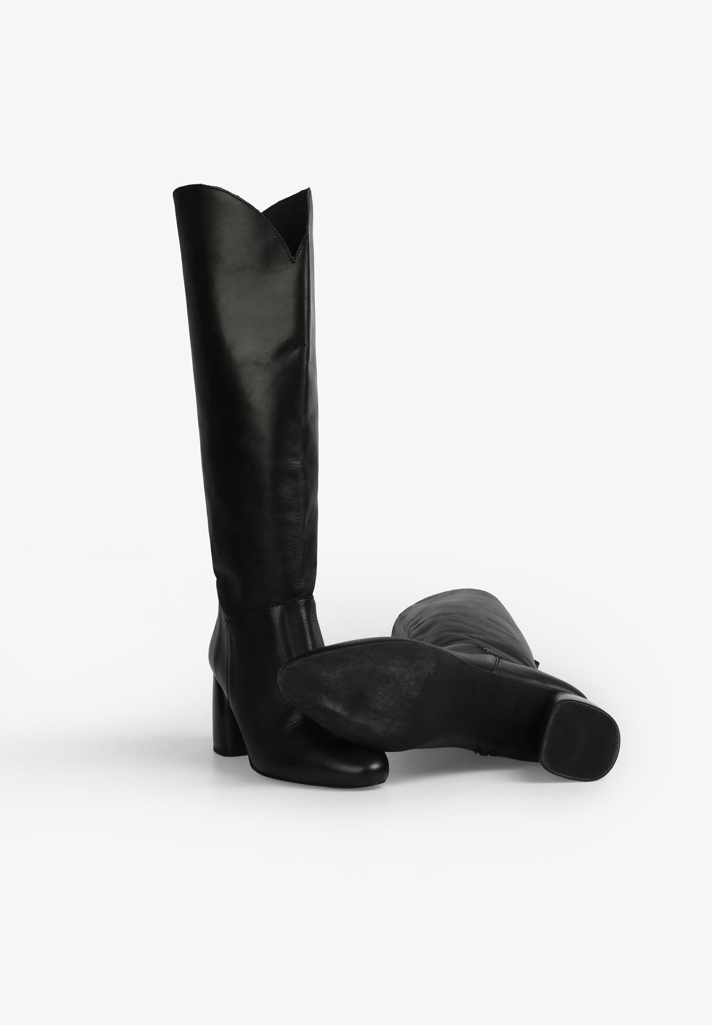 KNEE-HIGH LEATHER HIGH-HEELED BOOTS