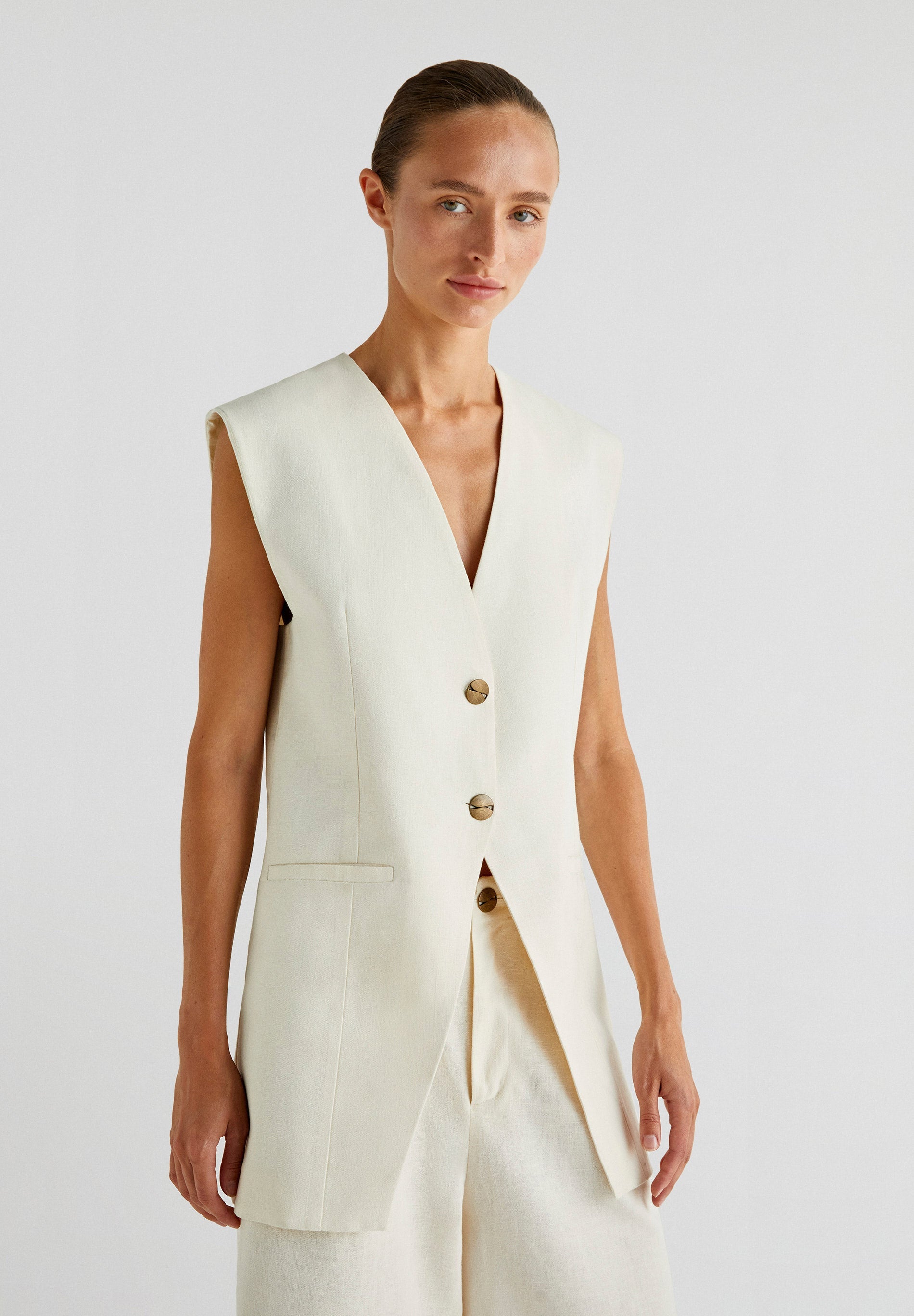 LINEN PLAIN VEST