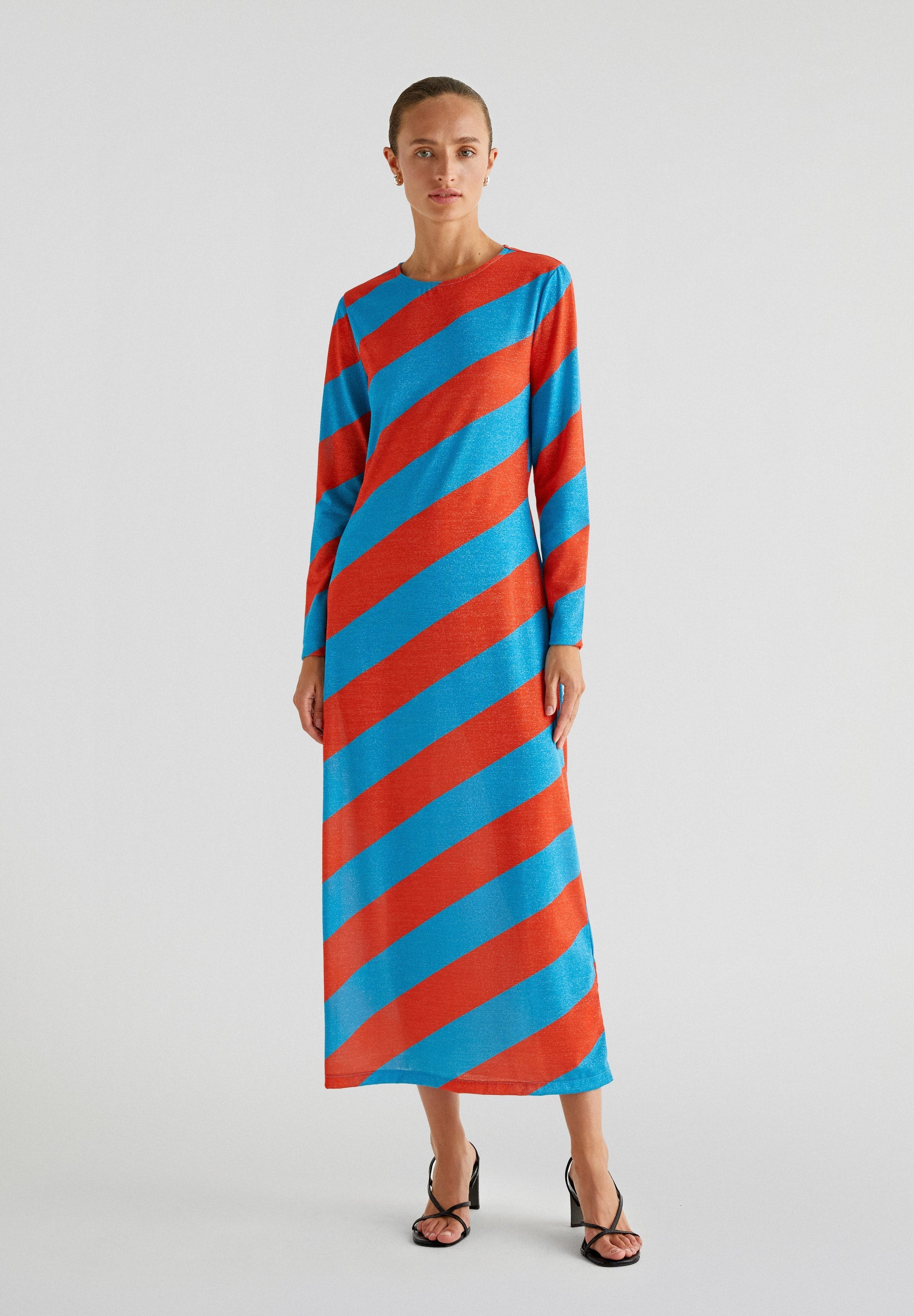 STRIPED DRESS WITH LUREX