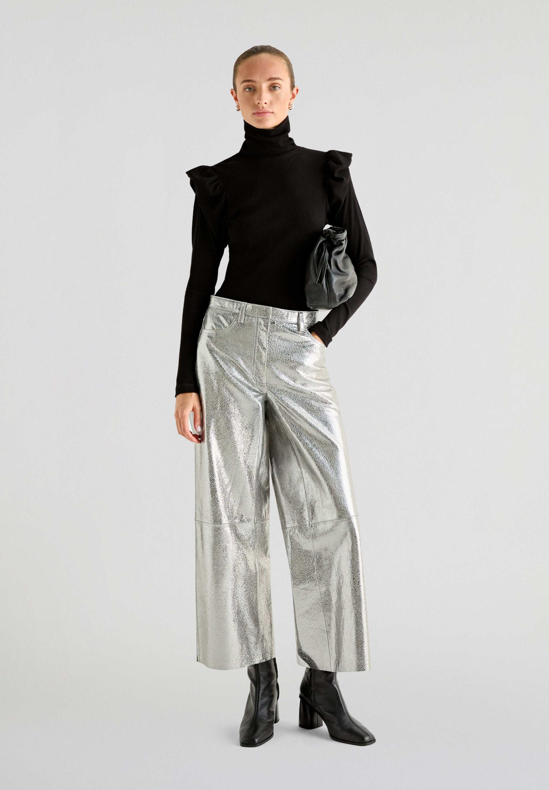 SCALPERS X LOVE STORIES METALLIC LEATHER TROUSERS